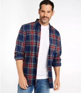L.L.Bean Men's Scotch Plaid Flannel Shirt Button Down Slightly Fitted Regular Alternate View